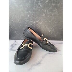 A New Day Carolyn Loafer: Black Loafers with Gold Buckle